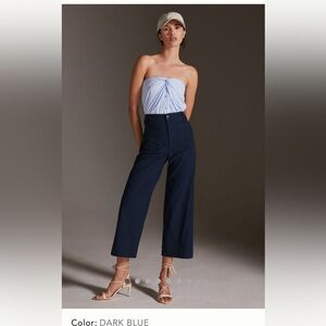 The Colette Cropped Wide-Leg Pants by Maeve Size 27P Color: Dark Blue